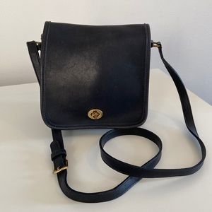 Vintage Coach Black Leather Legacy Companion Flap Bag No. 9076